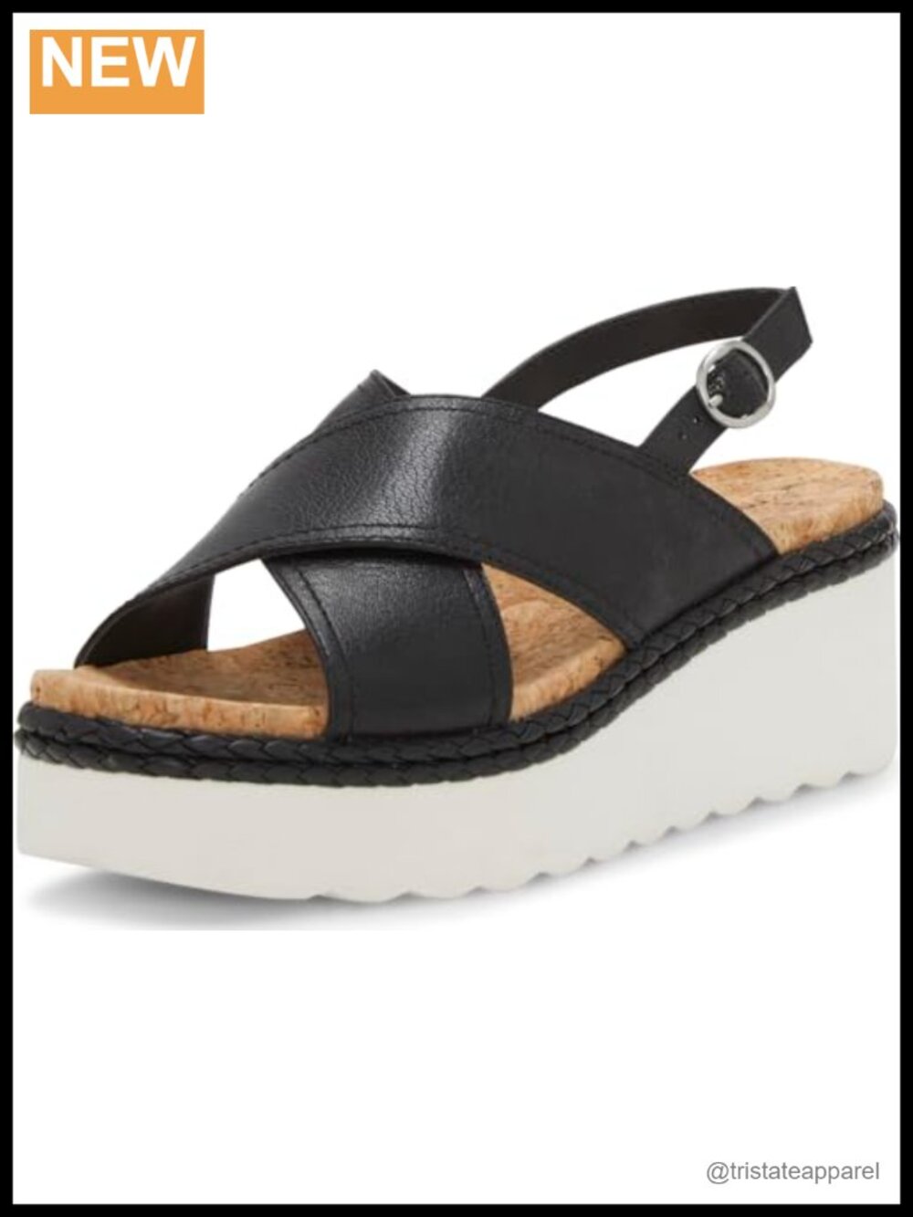 Lucky Brand Pebina Cross Band Wedge Sandals Leather Ankle Strap
